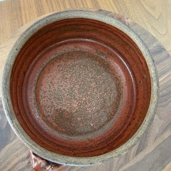 SELFRIDGE Signed Art Pottery Glazed Ceramic Bowl & Lid Side Handles Made Canada - Picture 10 of 17